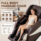 2026 Zero Gravity Full Body Massage Chair Recliner with 10 Rollers Airbags Heating Foot Massage Bluetooth Speaker, Custom