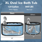 XL 129 Gal Oval Ice Bath Tub with Cover and Hand Pump for Athletes