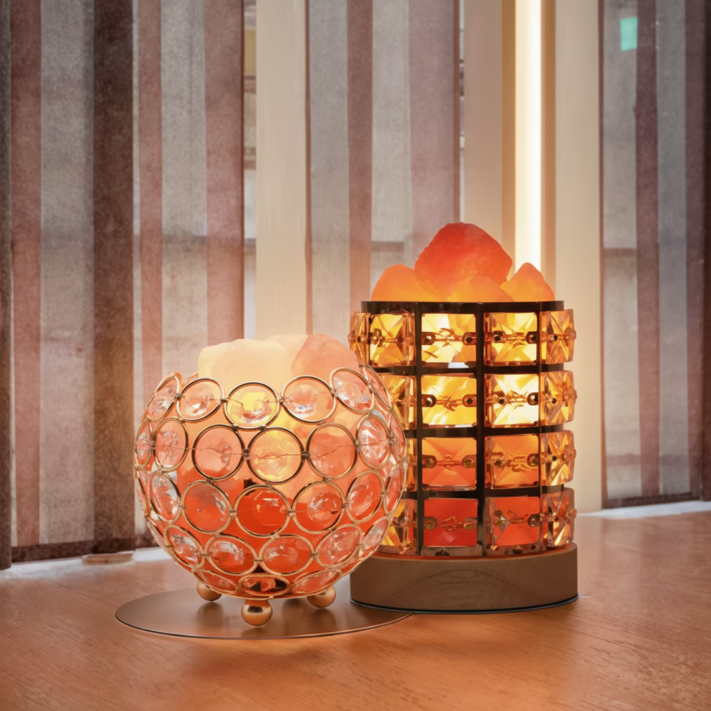 Aurum Luce Dual Crystal Salt Lamp Set
