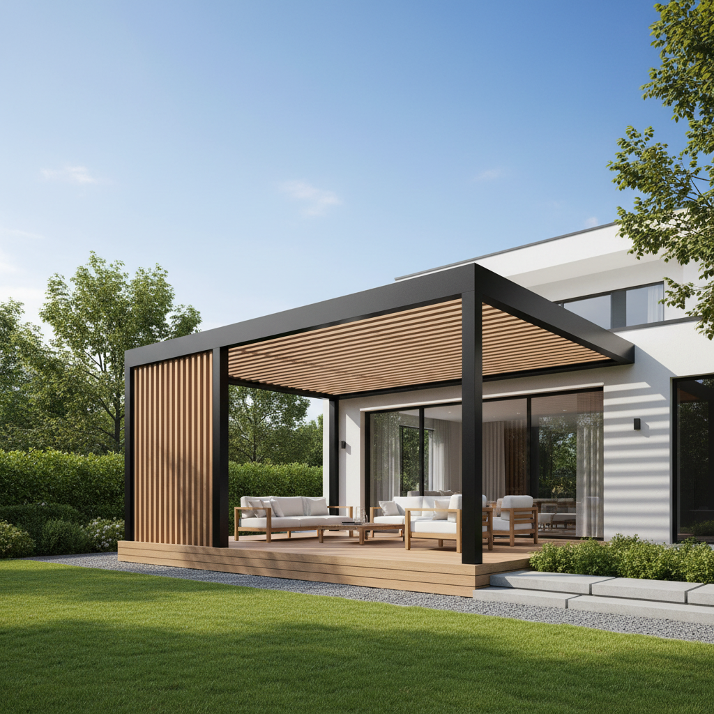 Solara Nordic Slatted Modern Pavilion