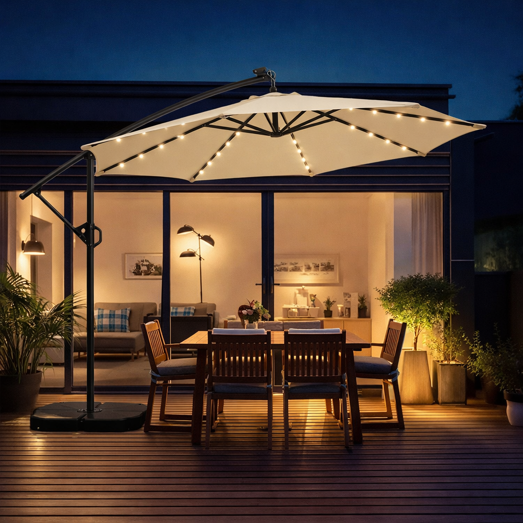 Solaraire Nocturne Solar-LED Cantilever Umbrella